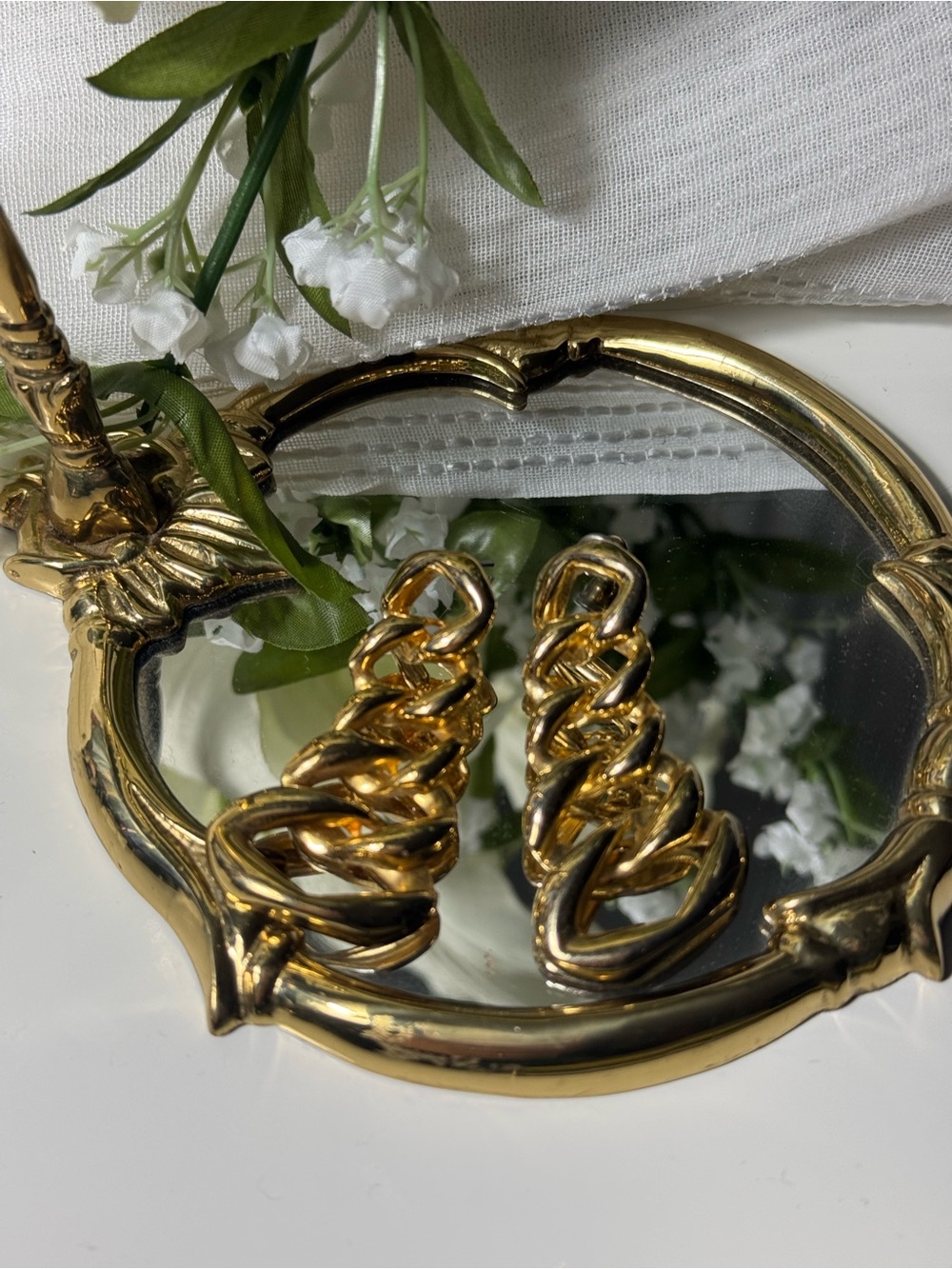 Gold Chain-Link Drop Earrings - Women Jewelry